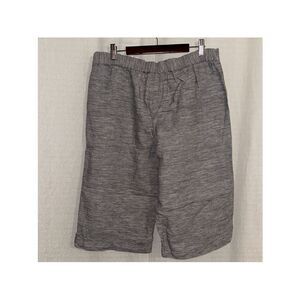 blue illusion M Chambray Heather Blue Linen Hem Tabs Bermuda Shorts with Pockets